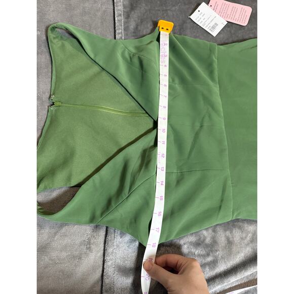 NWT After Six Deep V-Neck Chiffon Maxi‎ Dress Vineyard Green Size 8 R FLAW - Picture 12 of 13